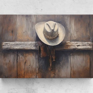 Rustic Cowboy Hat, Framed Canvas Print, Ready To Hang