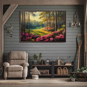 Augusta National Golf Course Green Wall Art Canvas Print, Gift For Golfer, Beautiful Foliage, Azaleas, Gift For Him, Ready To Hang