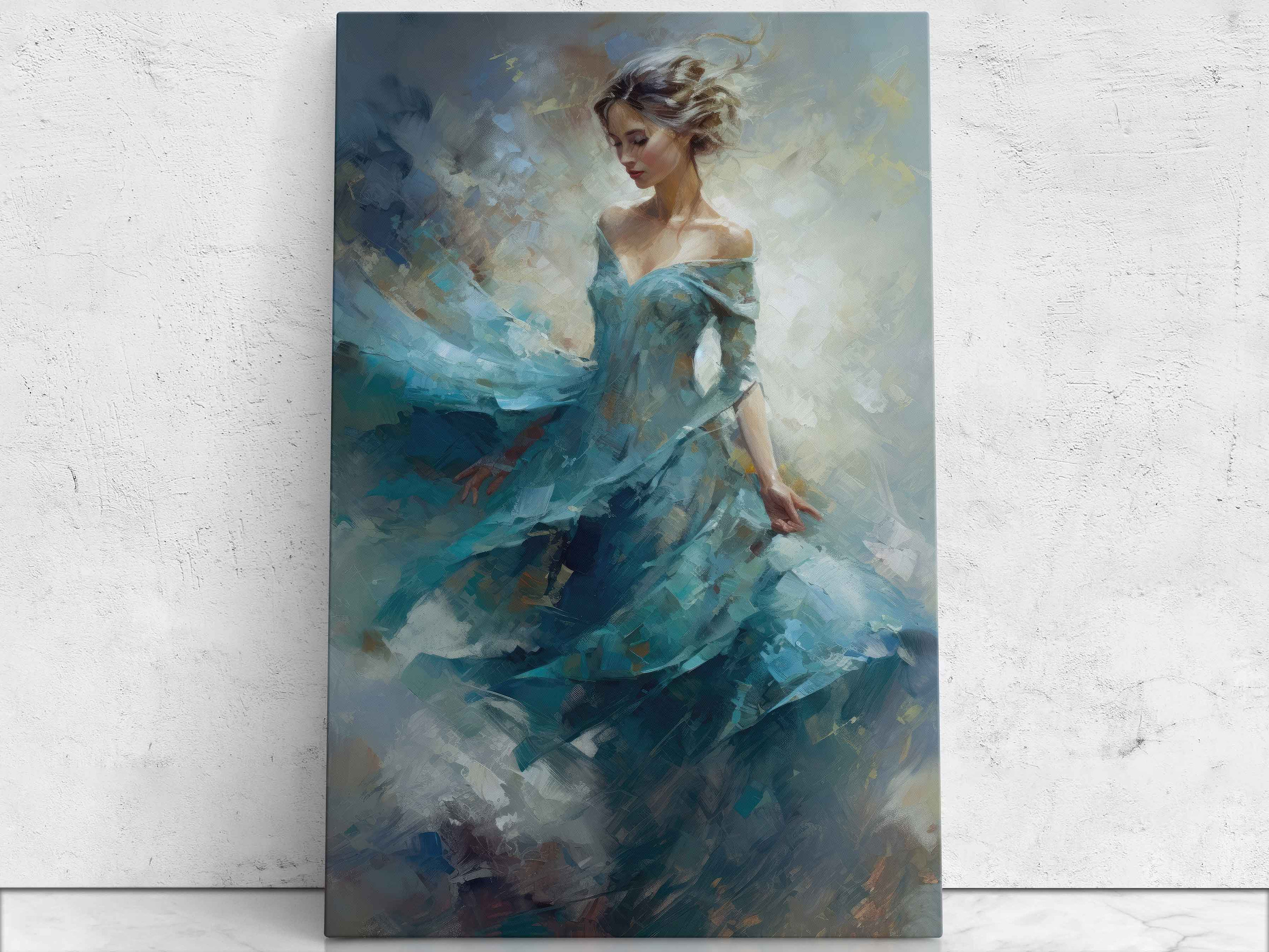 chinese dress ladies Whimsical Oil Painting Vintage Dress Short Skirt / L main image 1