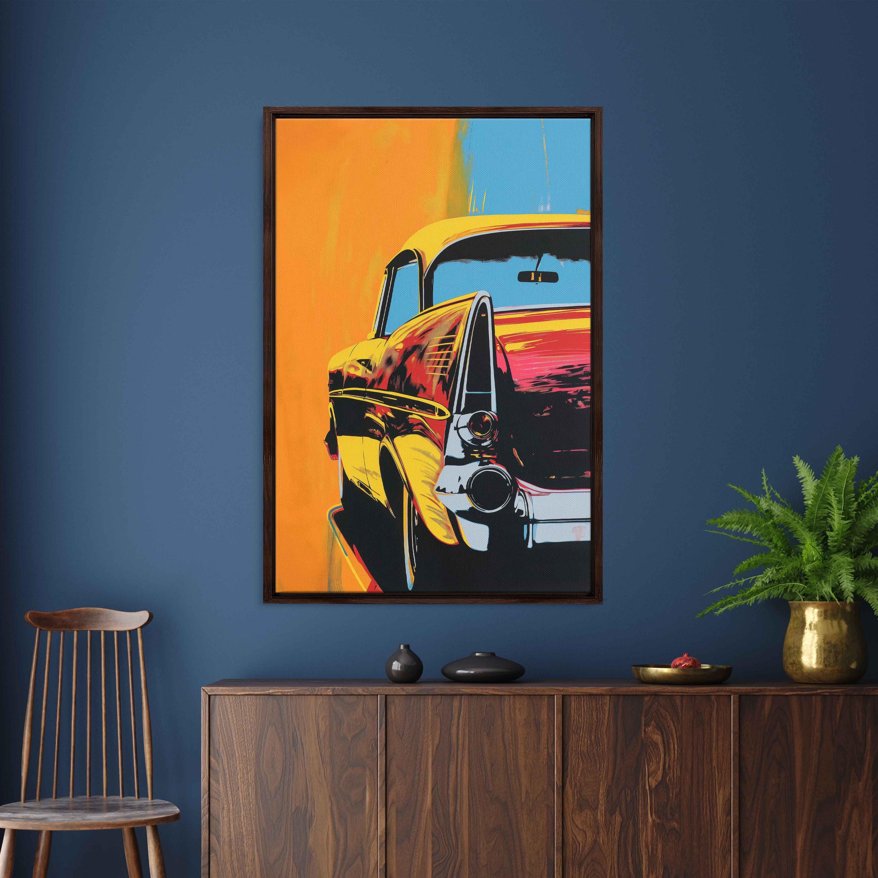 Pop Art Vintage Car Acrylic Wall Art Canvas Print, Trendy Painting