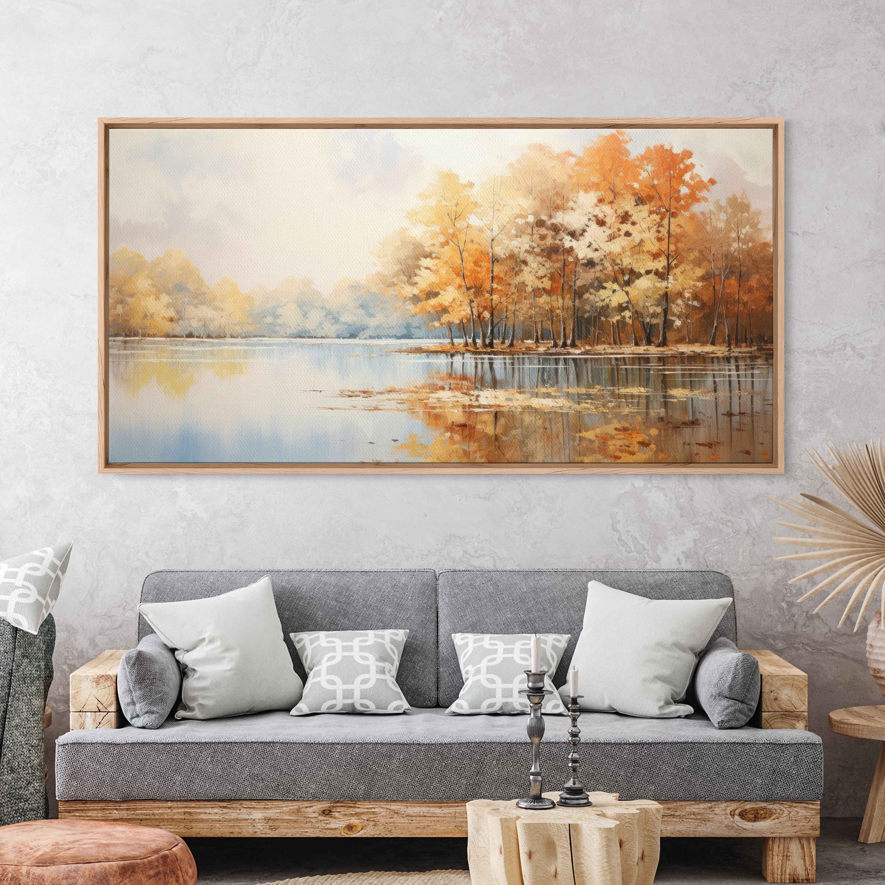 Watercolor Fall Lake Scenery Wall Art Canvas Print, Gift for Nature ...