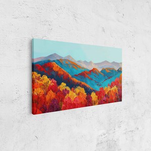 Fall Mountain Range Surrounded by Autumn Forest Acrylic Wall Art Canvas ...