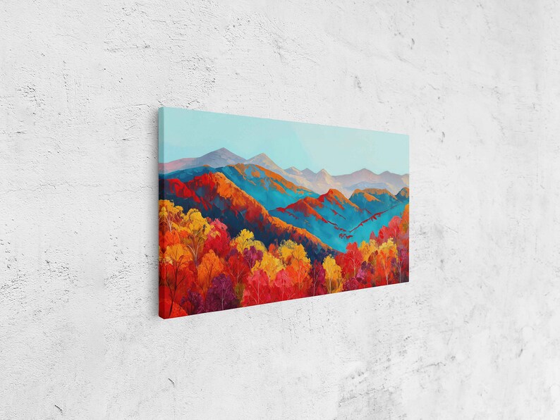 Fall Mountain Range Surrounded by Autumn Forest Acrylic Wall Art Canvas ...