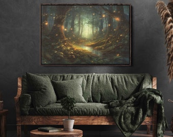 Enchanted Magical Firefly Forest | Canvas Wall Art Ready To Hang | Framed Print