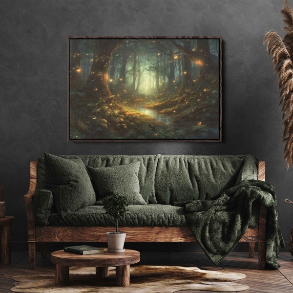 Enchanted Magical Firefly Forest | Canvas Wall Art Ready To Hang | Framed Print