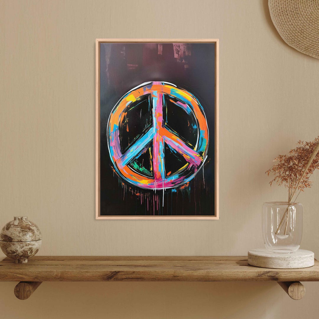 Pop Art Peace Sign Acrylic Wall Art Canvas Print, Trendy Painting ...