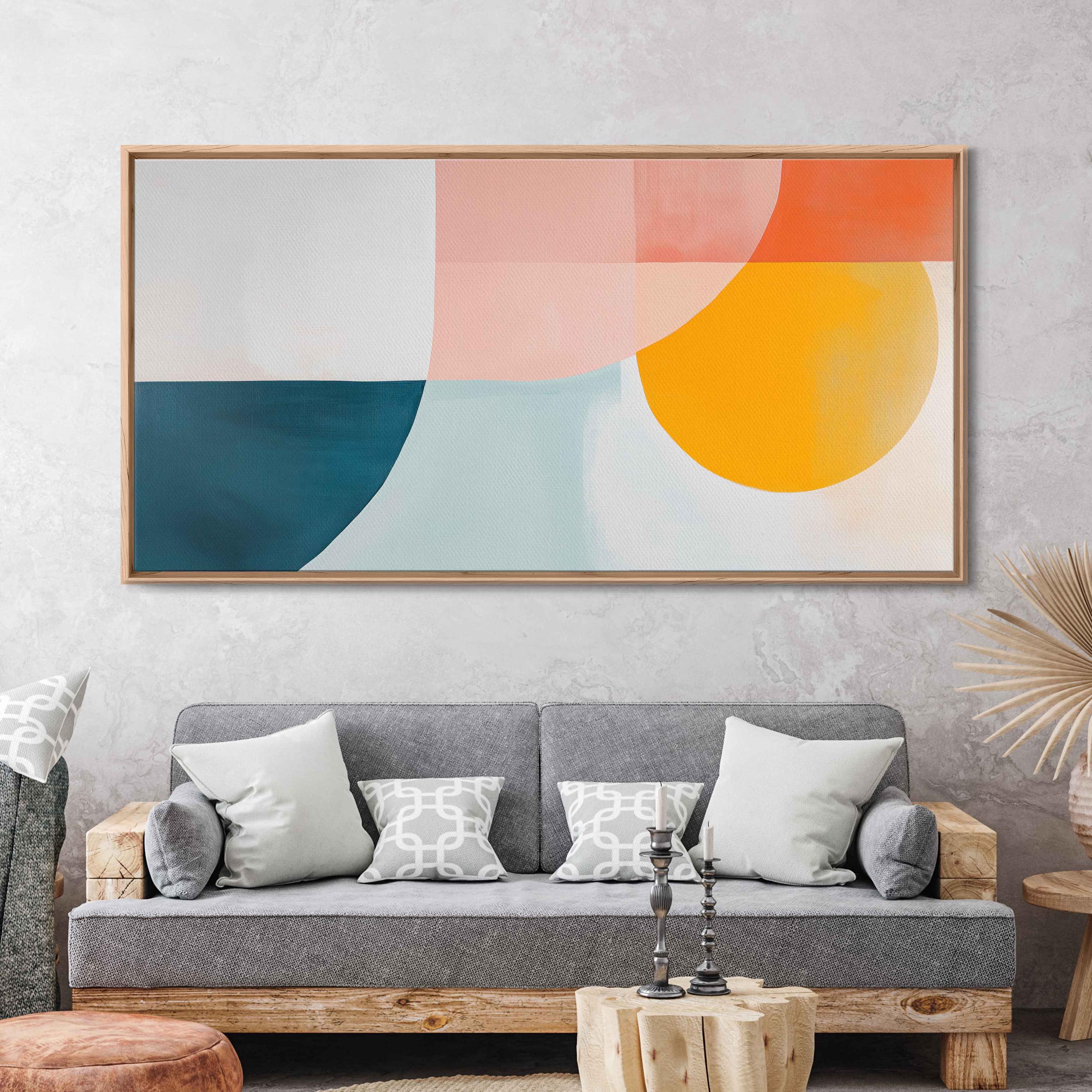 Abstract Shapes in Pastel Colors, Wall Art Canvas Print, Minimalist ...