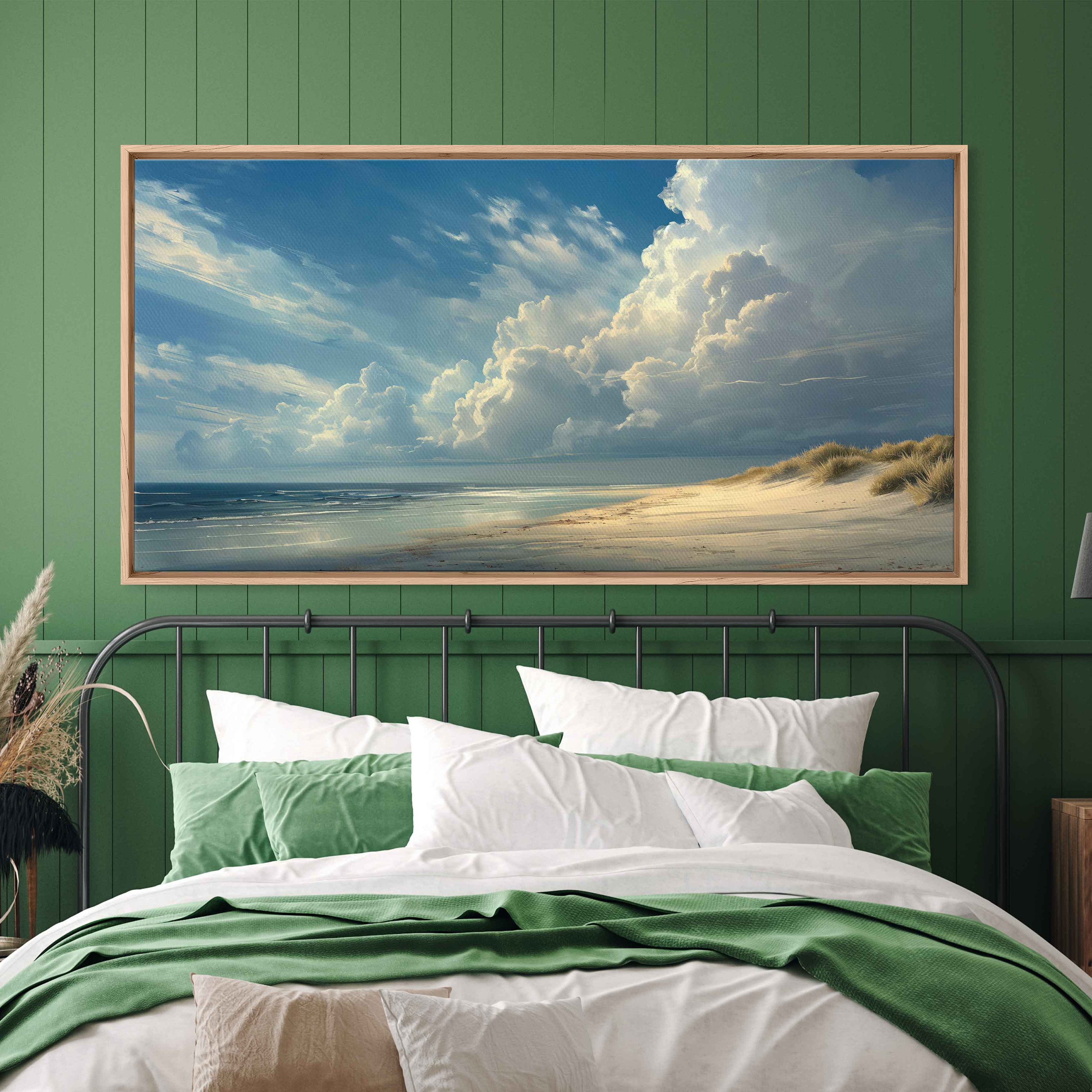 Giant Fluffy Clouds Over Beach Shore Wall Art Canvas Print, Ocean ...