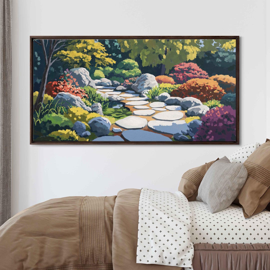 Japanese Zen Garden, Wall Art Canvas Print, Abstract Colorful ...