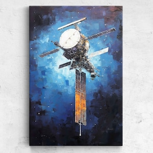 Acrylic Painting Of A Space Station, Framed Canvas Print, Ready To Hang, Space Art
