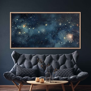 Starry Night Sky Wall Art Canvas Print, Outer Space, Celestial, Sparkling Sky, Ready To Hang