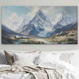 Stunning Mount Everest Oil Painting, Digital Print On Canvas, Ready To Hang, Gift For Climber, Living Room Decor