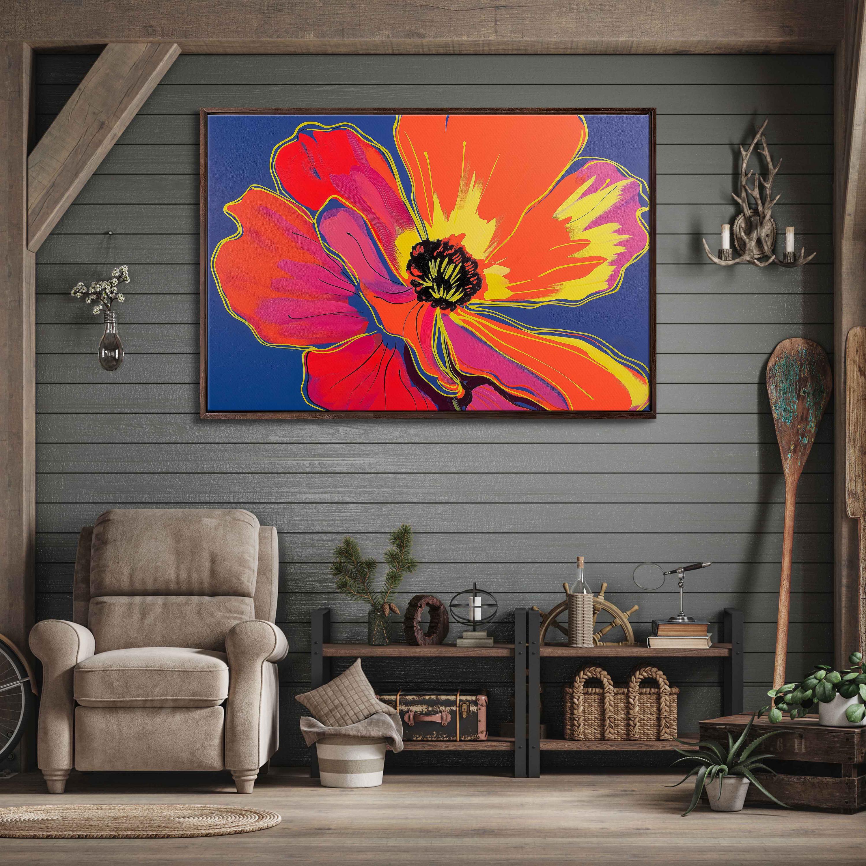 Pop Art Flower Acrylic Wall Art Canvas Print, Trendy Painting
