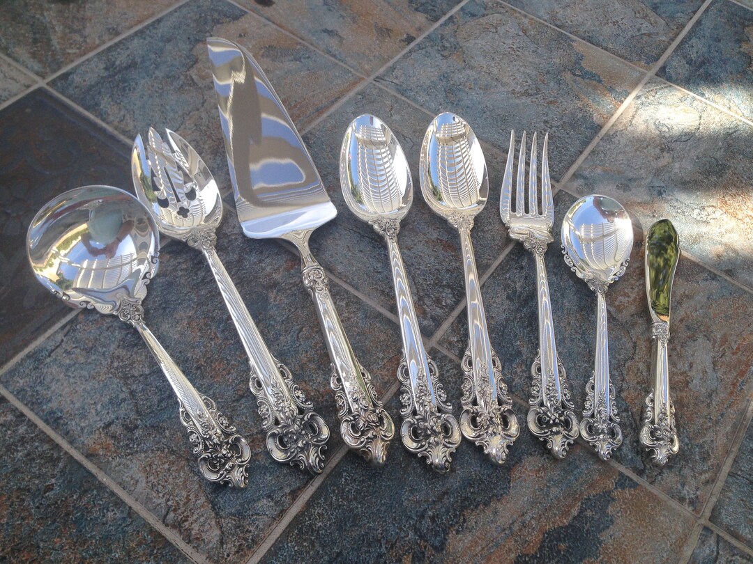 8 Pc Heavy MINT Large Hostess Set GRANDE BAROQUE Wallace Sterling