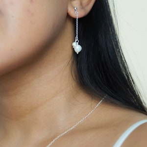 Mabel Pearl Earrings - classy, dainty freshwater pearls earrings in 925 sterling silver , dangling bridesmaid earrings, pearl drop earrings