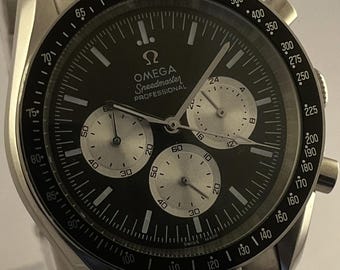Reloj de pulsera analógico Omega Cronógrafo Vintage con esfera negra para hombre. Envío gratis.