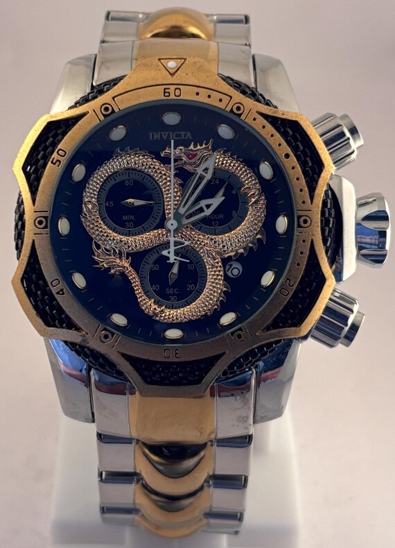 Vintage Invicta Chronograph Watch: Black Dial Japan Movement