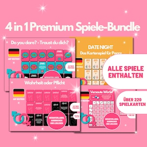 4 in 1 - XXL Premium Sex-Spiel Bundle für Paare - Lustiges Party-Spiel - Fetische - Versautes Geschenk für ihn - Sexy Kartenspiel