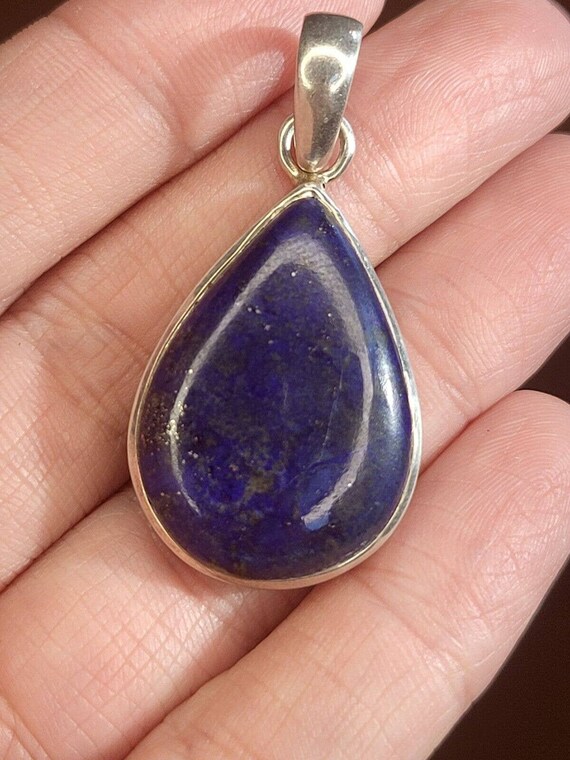 Natural Lapis Lazuli Pendent Si 925 Sterling Silv… - image 2