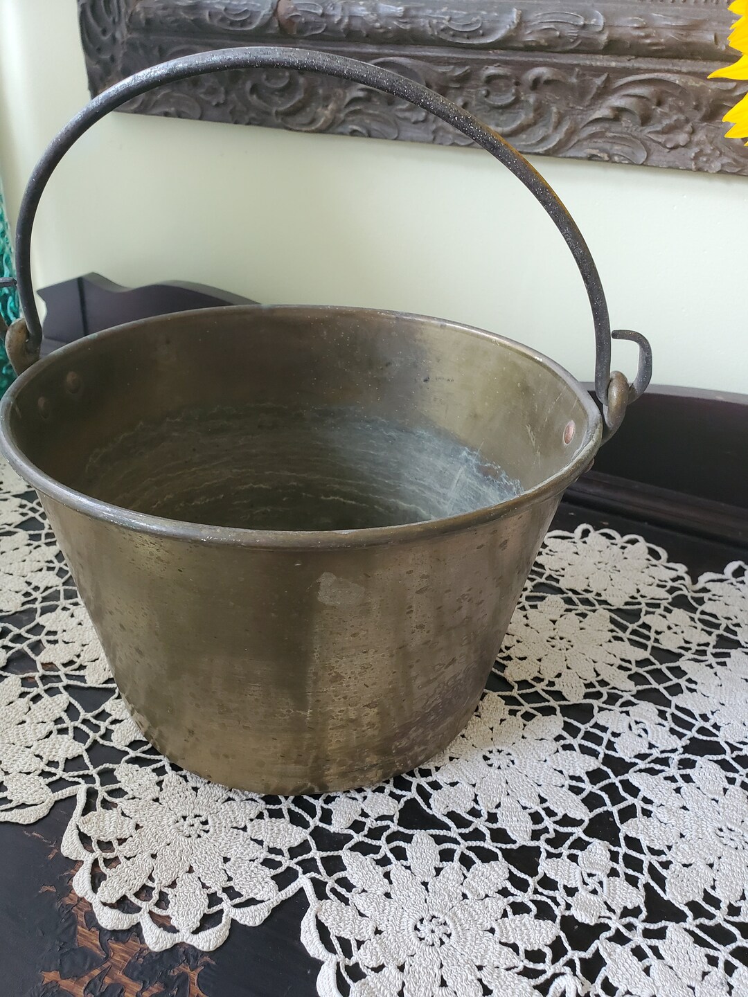 Antique American Brass Kettle Brass Bucket Pail. Brown & Bros. Etsy
