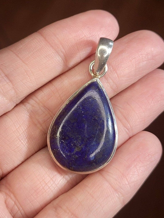 Natural Lapis Lazuli Pendent Si 925 Sterling Silv… - image 1