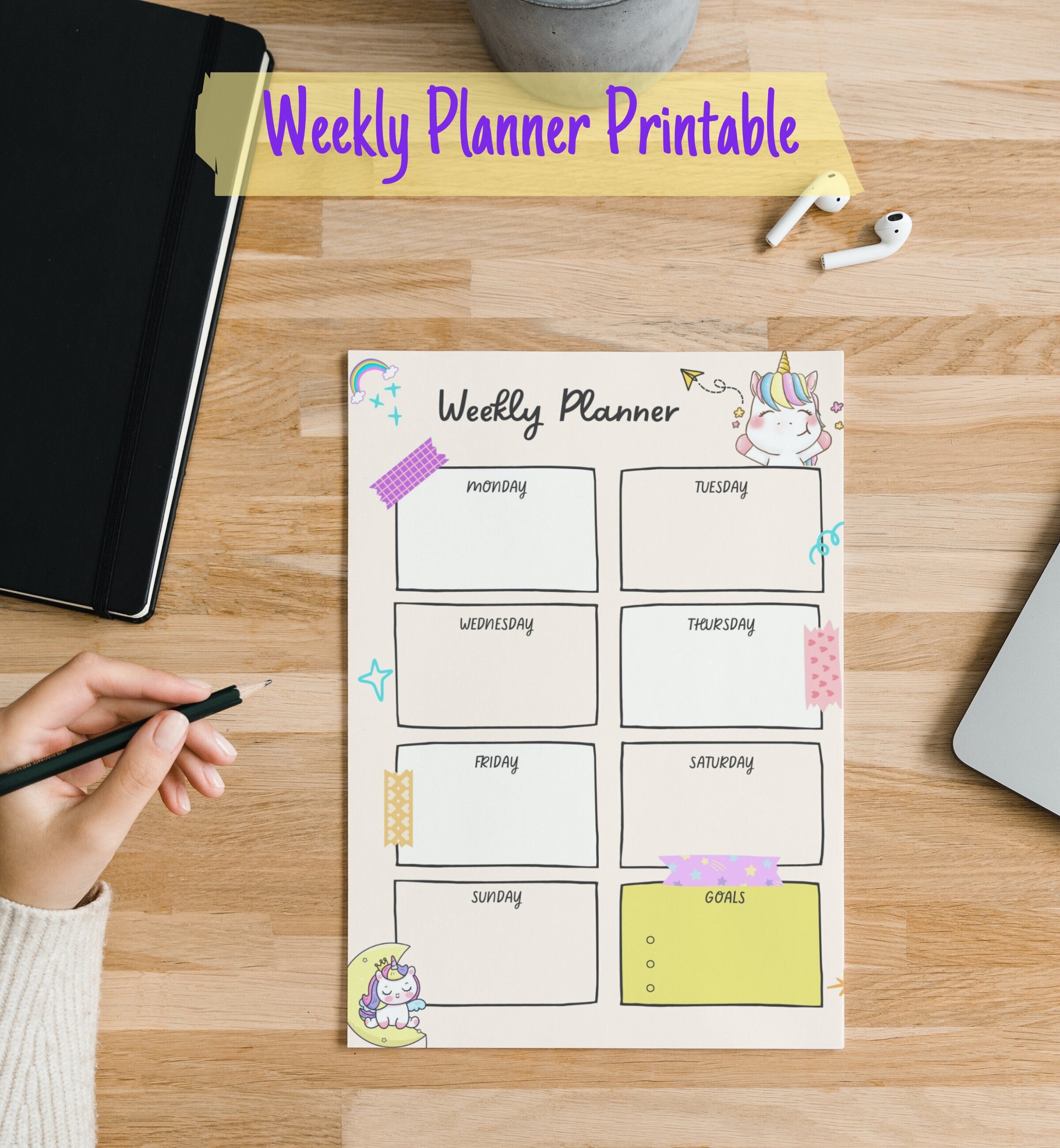 Weekly Planner Printable Weekly Planner Digital Downloandable Weekly ...
