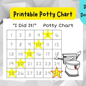 Potty Training Chart | Reward Chart | Potty Training | Toddler Girl | Toddler Boy | Instant Download Potty Training Chart | Printable Chart