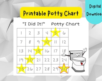 Potty Training Chart | Reward Chart | Potty Training | Toddler Girl | Toddler Boy | Instant Download Potty Training Chart | Printable Chart