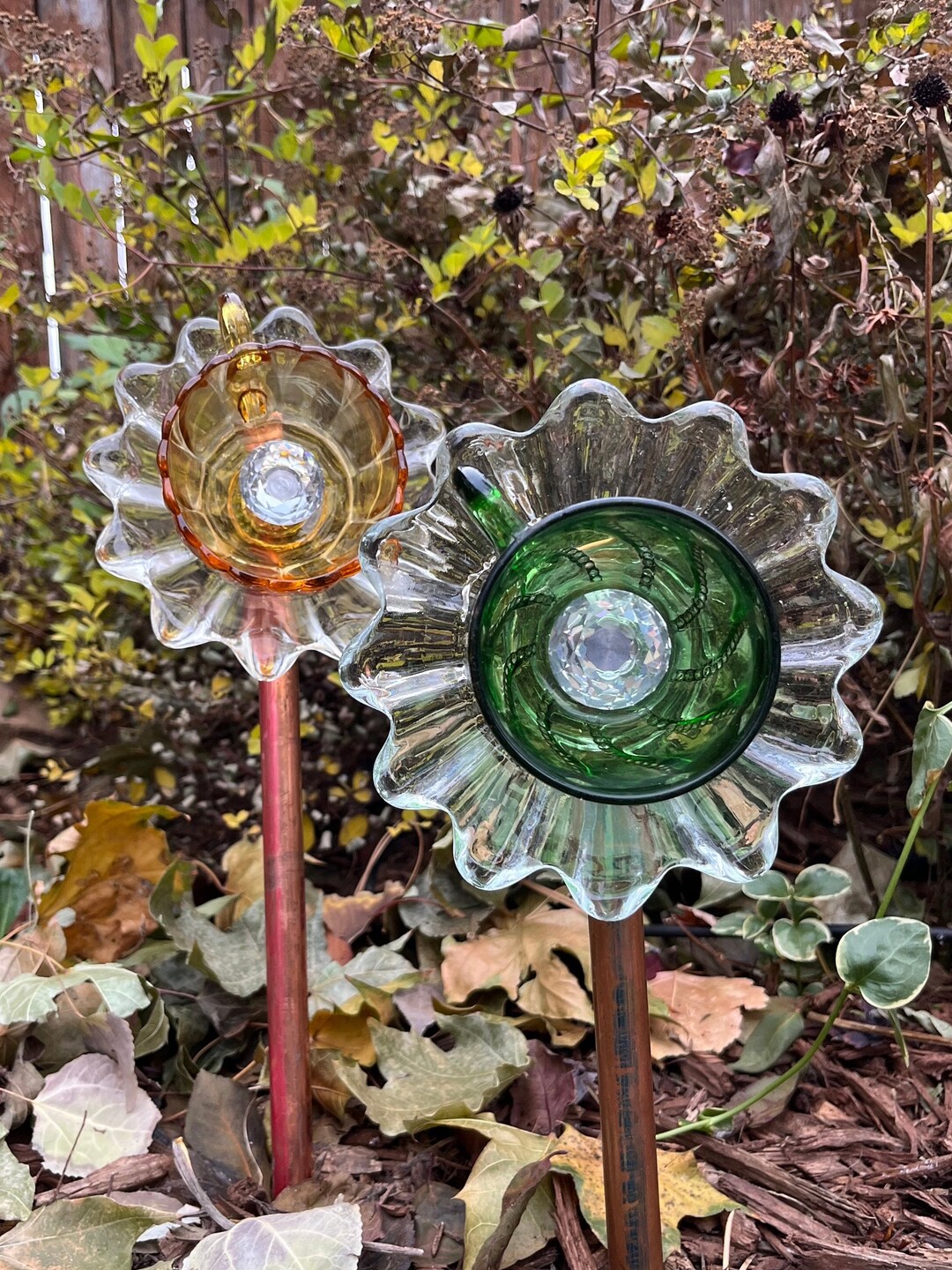 Teacup Flower Stakes/upcycled Plate Flowers Set of 2 Etsy