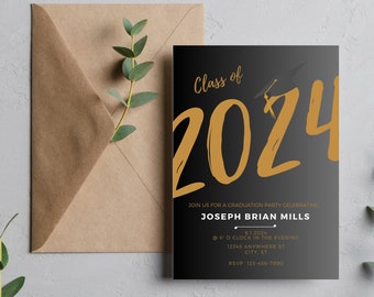 Editable Grad Party Invitation. Personalize High School Graduation ...