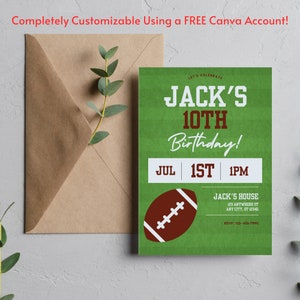 Editable 5x7  Birthday Invitation Template, DIGITAL DOWNLOAD, 5x7 party invite, Event, Edit With Canva, Personalized, Football, Sports