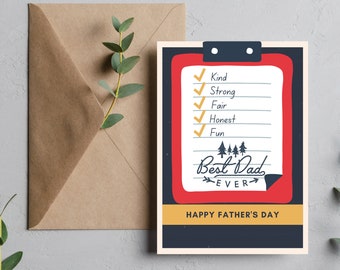 Editable Father's Day Card, Best Dad Ever, Canva Template (Digital Download)