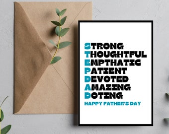 Bonus Dad Father's Day Card, Stepdad Gift (Digital Download)