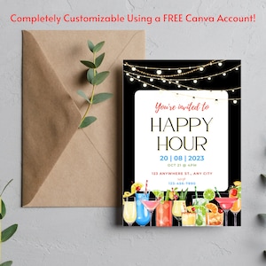 Editable Adult Birthday Invitation Mixology Ladies Night Out Happy Hour Dinner Party Cocktail Hour Nibbles Personalized Printable Invitation