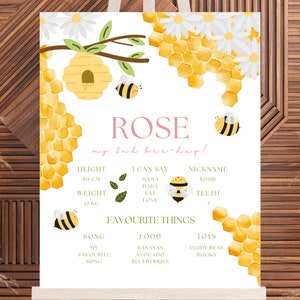 EDITABLE 16x20 Birthday Milestone Poster/Board, Printable Birthday Milestone Template, Honey Beei, Cute, Yellow 1st 2nd 3rd 4th 5th 6th 7th