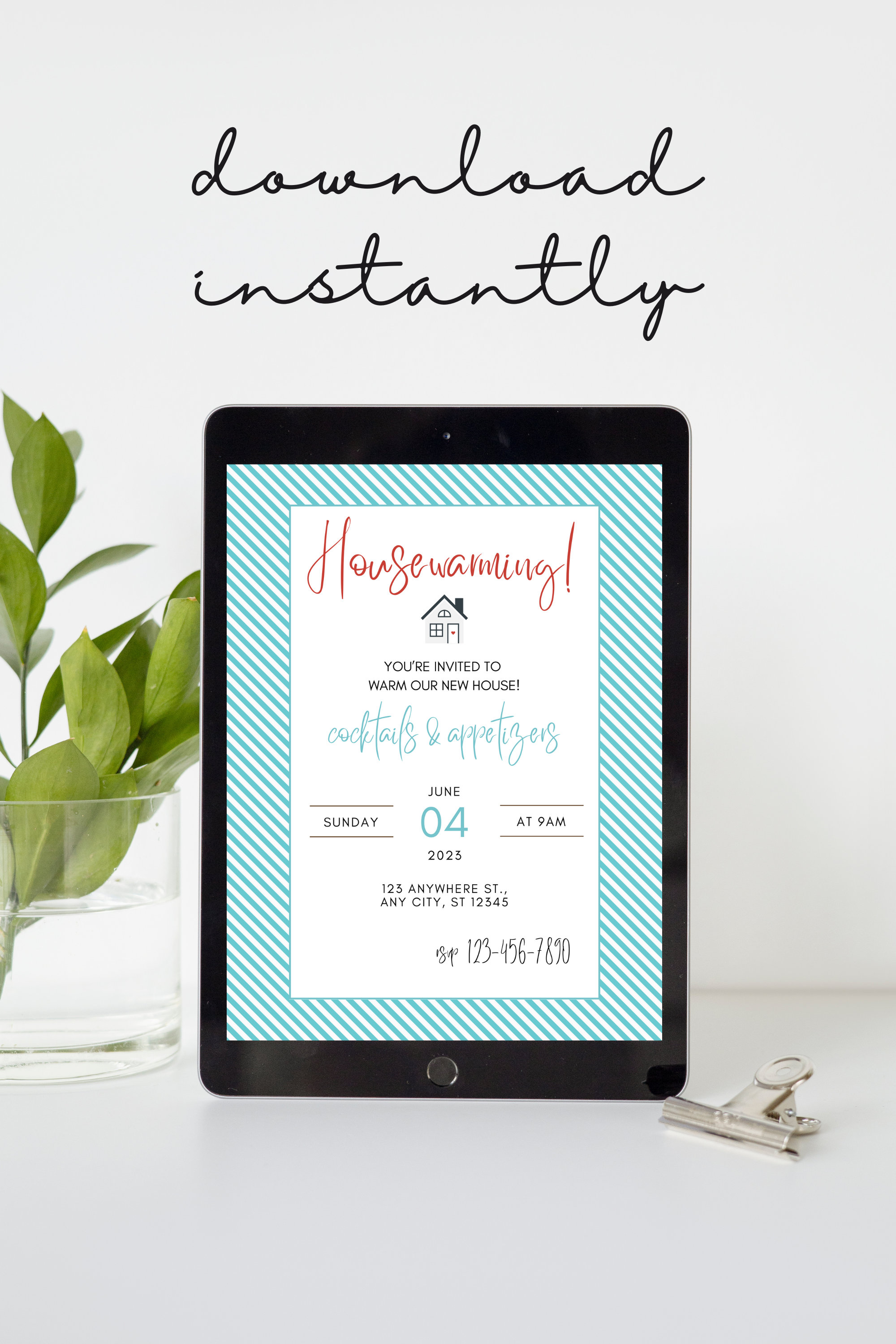 Minimalist Housewarming Invitation, Dinner Party Invite (digital ...