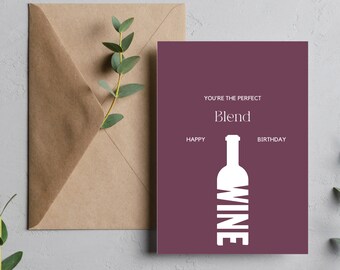 Funny Wine Birthday Card, Editable Template (PNG, PDF)