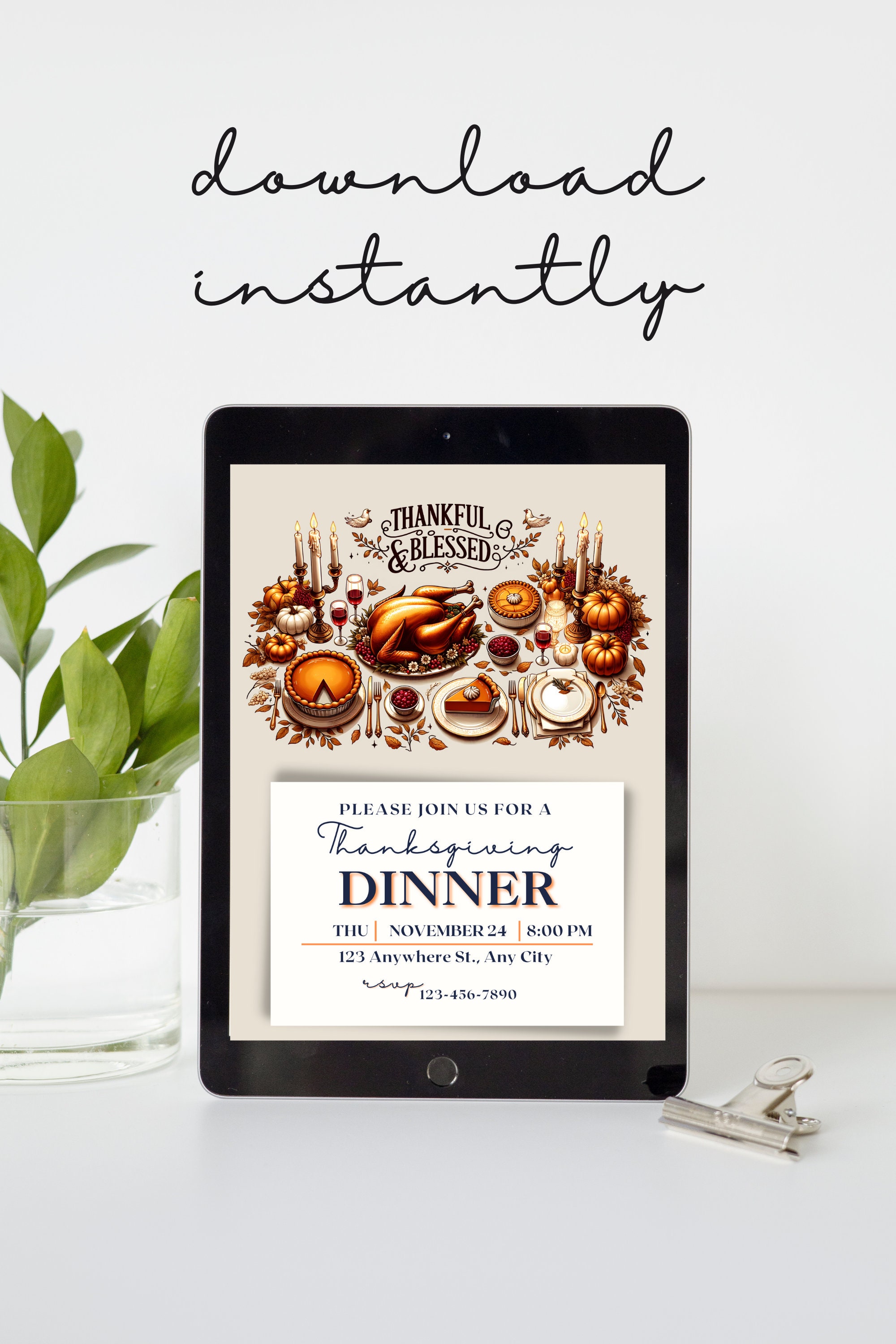 Editable 5x7 Friendsgiving Thanksgiving Invitation Template Etsy