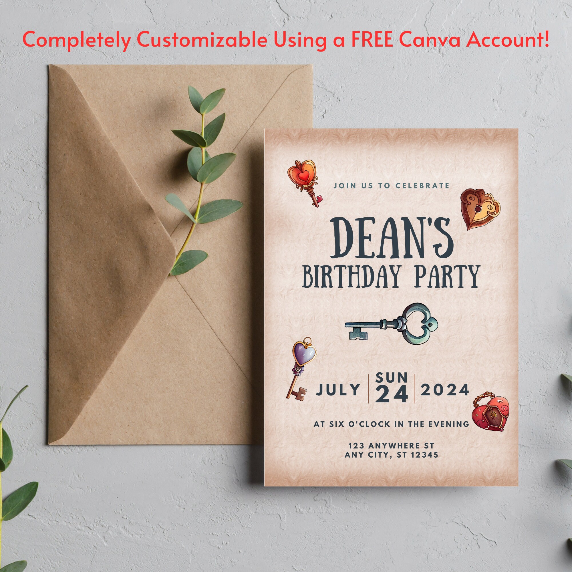 Editable 5x7 Birthday Invitation Template, DIGITAL DOWNLOAD, 5x7 Party