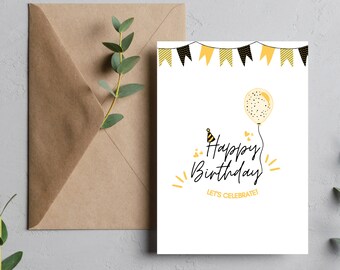 Editable Funny Birthday Card, Simple Printable Design (PNG PDF)