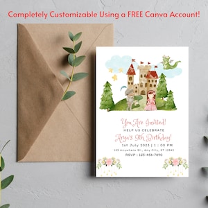 Editable Instant Download Princess Birthday Invitation, Princess Invitation, Princess party, Birthday Invitation, Girl Birthday Invitation