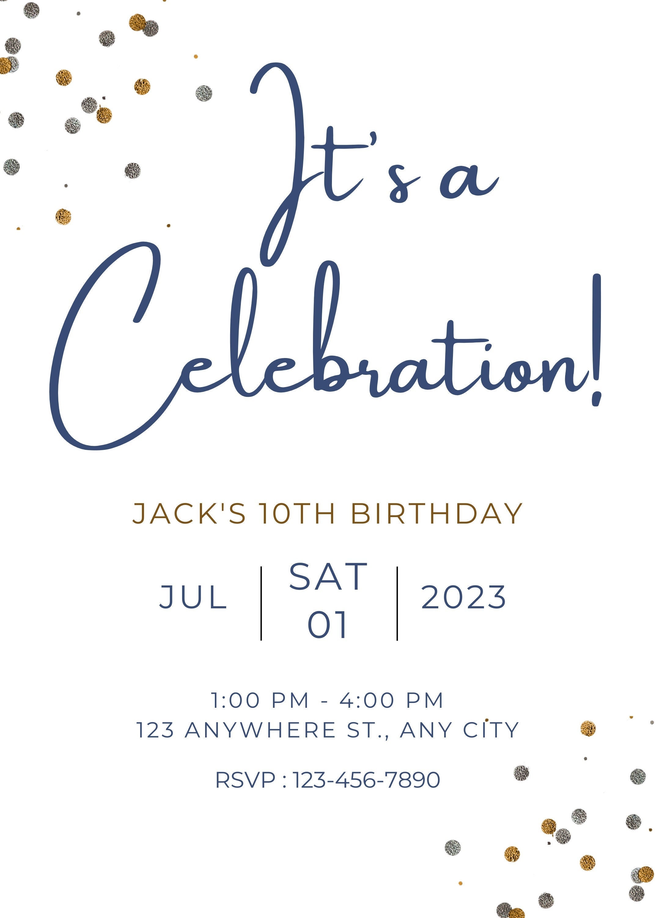 Editable 5x7 Birthday Invitation Template, DIGITAL DOWNLOAD, 5x7 Party ...