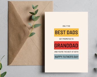 Editable Father's Day Card, Best Dad, Grandpa, Canva Template (Digital Download)