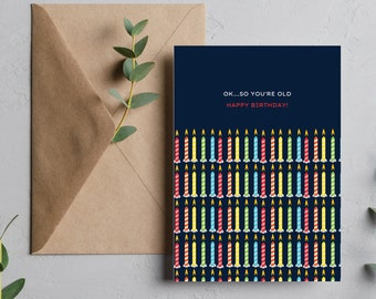 Funny Old Age Birthday Card, Editable Canva Template (PDF, PNG)