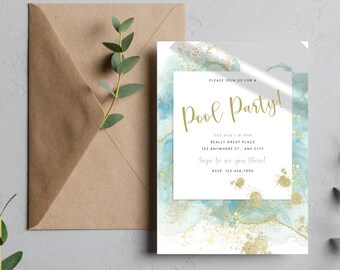 Pool Party Invitation Template, Editable Summer Birthday (Digital Download)