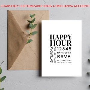 Editable Cocktail Party Invitation, Modern Minimalist Ladies Night Happy Hour Dinner Party Cocktail Hour Nibbles Personalized Digital Evite