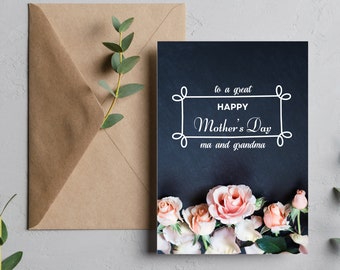 Editable Mother's Day Card, Floral Design (Digital File)