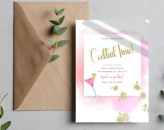 Editable Cocktail Party Invitation, Tropical Summer Theme (Digital)
