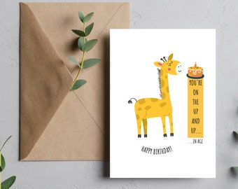 Editable Funny Giraffe Birthday Card (PNG PDF)