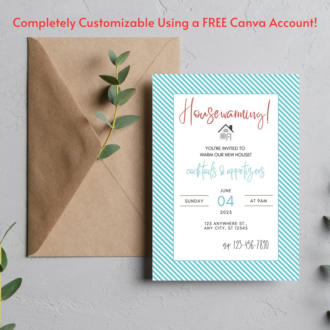 Minimalist Housewarming Invitation, Dinner Party Invite (digital ...